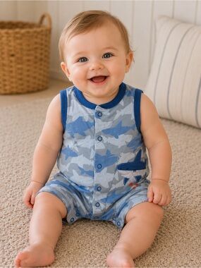 Carter's Blue and Light Gray Baby Romper